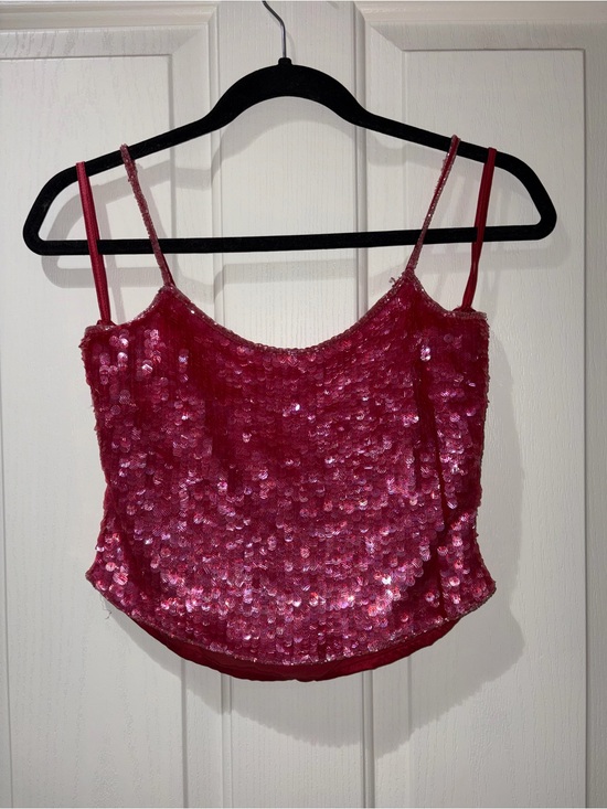 Emma Black Tops - VINTAGE Emma Black Hot Pink Sequin Camisole